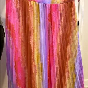 Vibrant Watercolor Pleated Circle Skirt - Pink & Purple